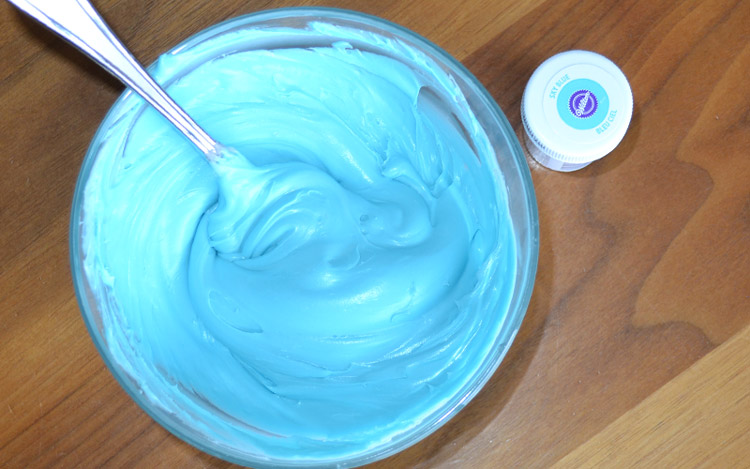 Bowl of coloured icing