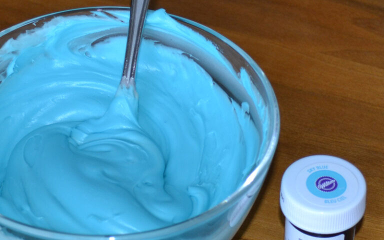 Bowl of coloured icing